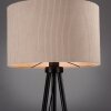 Leuchten Direkt lampada da terra a treppiede DURO, paralume cilindrico beige in tessuto