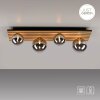 Just Light Plafoniera a sfere GERDA con listelli in legno e sfere color grigio fumo