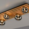 Just Light Plafoniera a sfere GERDA con listelli in legno e sfere color grigio fumo