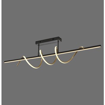 Leuchten Direkt Lampada a sospensione lineare LED Emanda, onde ottone, 3000 Kelvin caldo