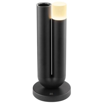 Brilliant lampada da tavolo LED Sayu, 2 cilindri, paralume nero, luce calda 2700 Kelvin