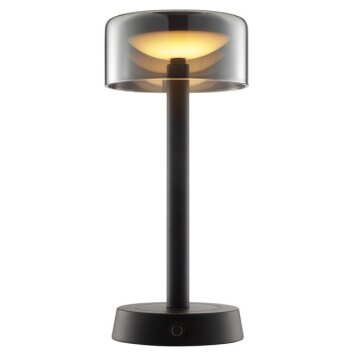 Brilliant lampada da tavolo LED Razor con paralume cilindrico nero, 2700 Kelvin, luce calda