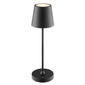 Brilliant lampada da tavolo Elora, paralume conico nero, LED 2700 Kelvin bianco caldo