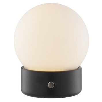 Brilliant lampada da tavolo LED Dori con sfera bianca, luce calda 2700 Kelvin, IP44