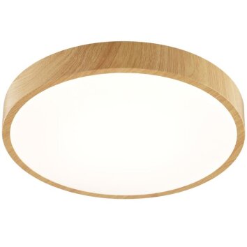 Brilliant Plafoniera rotonda LED Teranon, bordo color legno chiaro, 3000 Kelvin luce calda