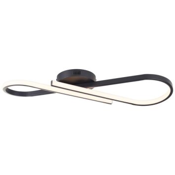 Brilliant Plafoniera Hinton LED dal profilo sinuoso con fascia nera, 3000 Kelvin luce calda