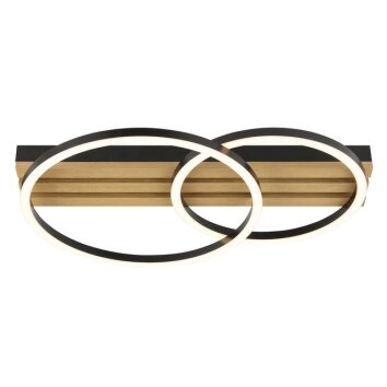 Brilliant Plafoniera LED Calma, anelli neri sovrapposti, luce calda 3000 Kelvin