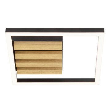 Brilliant plafoniera Calma LED, listelli in legno scuro, 3000 Kelvin bianco caldo