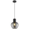 Brilliant lampada a sospensione Ligari con vetro moderno grigio fumo a goccia