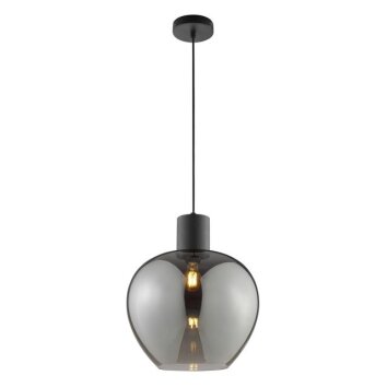 Brilliant Lampada a sospensione Ligari moderna con paralume in vetro grigio fumo a goccia