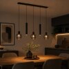 Brilliant Lampada a sospensione Ligari con 3 globi in vetro grigio fumo e 2 cilindri