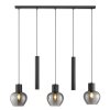 Brilliant Lampada a sospensione Ligari con 3 globi in vetro grigio fumo e 2 cilindri