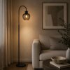 Brilliant lampada da terra ad arco Ligari moderna con paralume a goccia grigio fumo