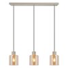 Brilliant Lampada a sospensione Lyska con 3 paralumi cilindrici in vetro ambrato