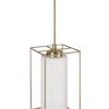 Brilliant Lampada a sospensione Dolly in stile rustico, con gabbia geometrica dorata