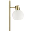 Brilliant Lampada da terra Cony, braccio laterale, paralume bianco, metallo color ottone