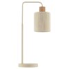 Brilliant lampada da tavolo Arlo in stile boho, con braccio arcuato e paralume beige