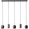Brilliant Lampada a sospensione lineare Jane con 5 paralumi cilindrici marroni