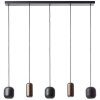 Brilliant Lampada a sospensione lineare Jane con 5 paralumi cilindrici marroni