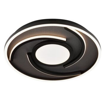 Brilliant Plafoniera LED Hardy con linee curve, schermo nero, 2700 Kelvin bianco caldo