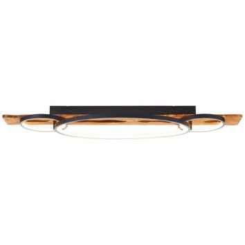 Brilliant Plafoniera LED Pirus con memoria, tre anelli neri e luce calda a 3000 Kelvin