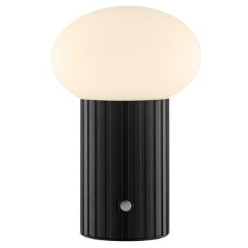 Brilliant Lampada da tavolo LED 3000 Kelvin luce calda Venti, base rigata, paralume bianco
