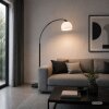 Brilliant lampada ad arco Vessa moderna con paralume bianco a semisfera