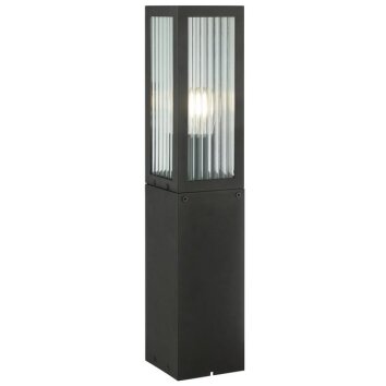 Brilliant lampioncino da giardino Getta con vetro nero rigato, per vialetto, IP44