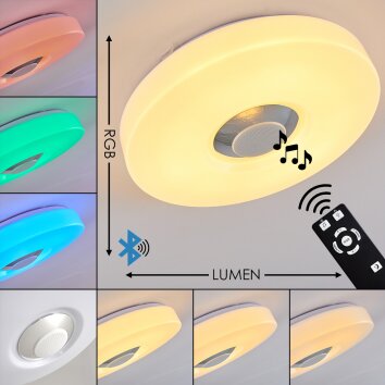 Athlone Plafoniera LED Bianco, 2-Luci, Telecomando, Cambia colore