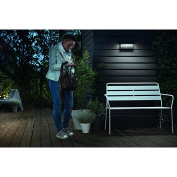 Philips Bustan Applique da esterno LED Antracite, 2-Luci, Sensori di movimento