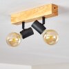 Barbengo Plafoniera Legno chiaro, Nero, 2-Luci