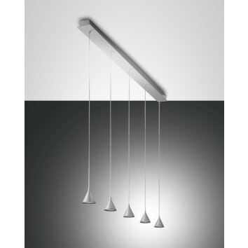 Fabas Luce Delta Lampada a Sospensione LED Alluminio, 5-Luci